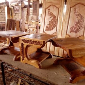 Stools and peaccock doors